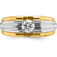 14K Two-Tone Men's Diamond Band Ring - 0.5 Carats Round Brilliant Diamond by IBGoodman