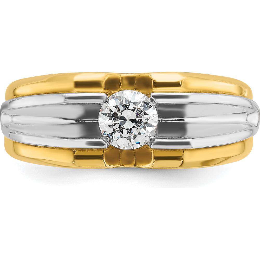 14K Two-Tone Men's Diamond Band Ring - 0.5 Carats Round Brilliant Diamond by IBGoodman