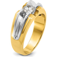 14K Two-Tone Men's Diamond Band Ring - 0.5 Carats Round Brilliant Diamond by IBGoodman