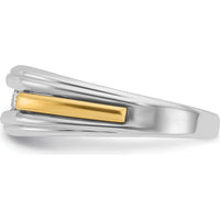 14K Two-Tone Men's Diamond Band Ring with 5 Round Diamonds - 1/4 Carat Total Diamond Weight by IBGoodman