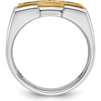 14K Two-Tone Men's Diamond Band Ring with 5 Round Faceted Diamonds - 0.515 Carats Total Diamond Weight by IBGoodman