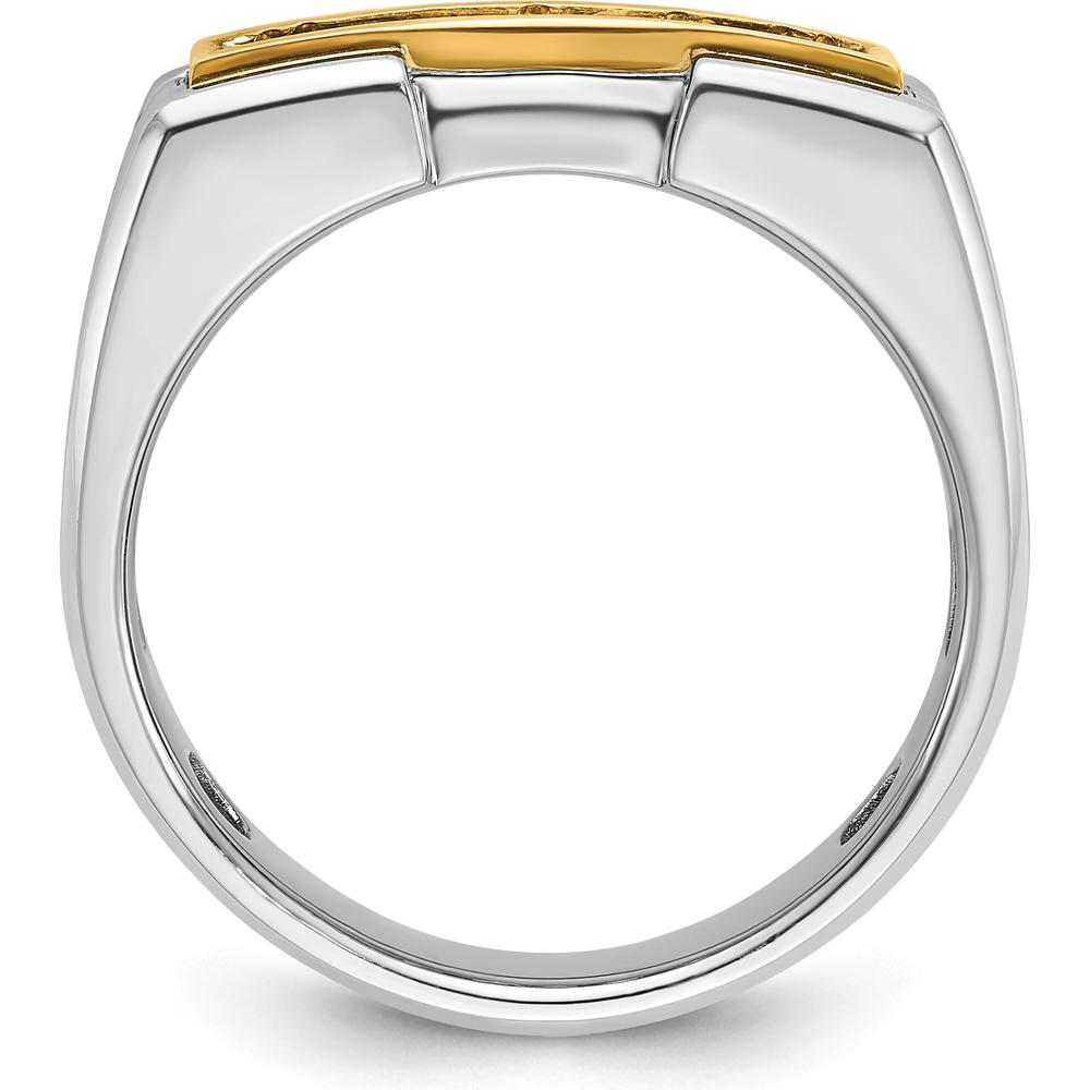 14K Two-Tone Men's Diamond Band Ring with 5 Round Faceted Diamonds - 0.515 Carats Total Diamond Weight by IBGoodman