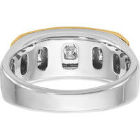 14K Two-Tone Men's Diamond Band Ring with 5 Square Faceted Diamonds - 0.209 Carats Total Diamond Weight by IBGoodman