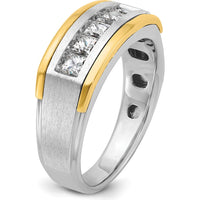 14K Two-Tone Men's Diamond Band Ring with 5 Square Faceted Diamonds - 0.209 Carats Total Diamond Weight by IBGoodman