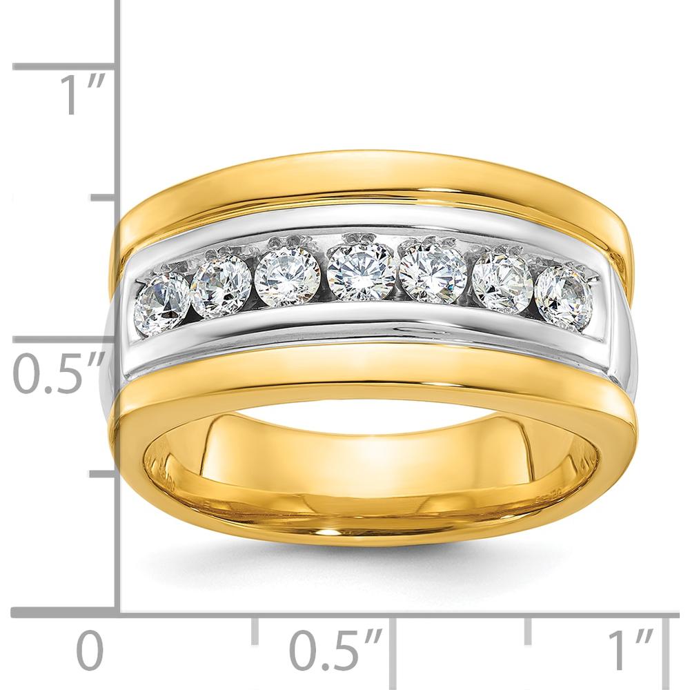 14K Two-Tone Men's Diamond Band Ring with 7 Round Faceted Diamonds - 0.75 Carats Total Diamond Weight by IBGoodman