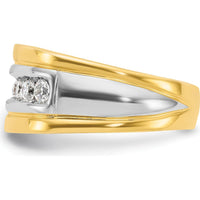 14K Two-Tone Men's Diamond Band Ring with 7 Round Faceted Diamonds - 0.75 Carats Total Diamond Weight by IBGoodman