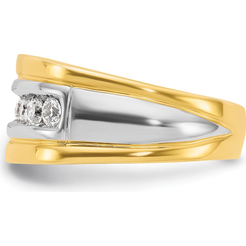 14K Two-Tone Men's Diamond Band Ring with 7 Round Faceted Diamonds - 0.75 Carats Total Diamond Weight by IBGoodman