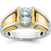 14K Two-Tone Men's Diamond Band Ring with Round Diamonds - 0.409 Carats Total Diamond Weight by IBGoodman