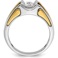 14K Two-Tone Men's Diamond Band Ring with Round Diamonds - 0.409 Carats Total Diamond Weight by IBGoodman