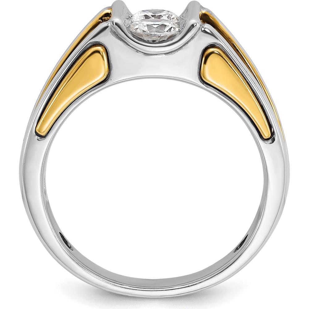 14K Two-Tone Men's Diamond Band Ring with Round Diamonds - 0.409 Carats Total Diamond Weight by IBGoodman