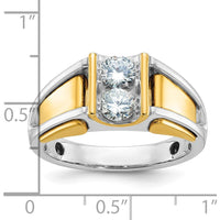 14K Two-Tone Men's Diamond Band Ring with Round Diamonds - 0.409 Carats Total Diamond Weight by IBGoodman