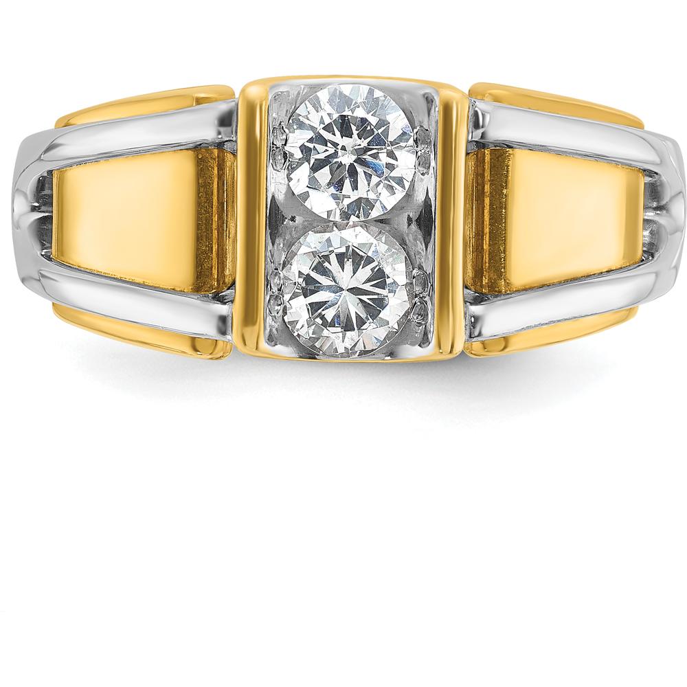14K Two-Tone Men's Diamond Band Ring with Round Diamonds - 0.409 Carats Total Diamond Weight by IBGoodman