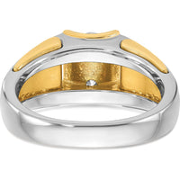 14K Two-Tone Men's Diamond Band Ring with Round Diamonds - 0.409 Carats Total Diamond Weight by IBGoodman