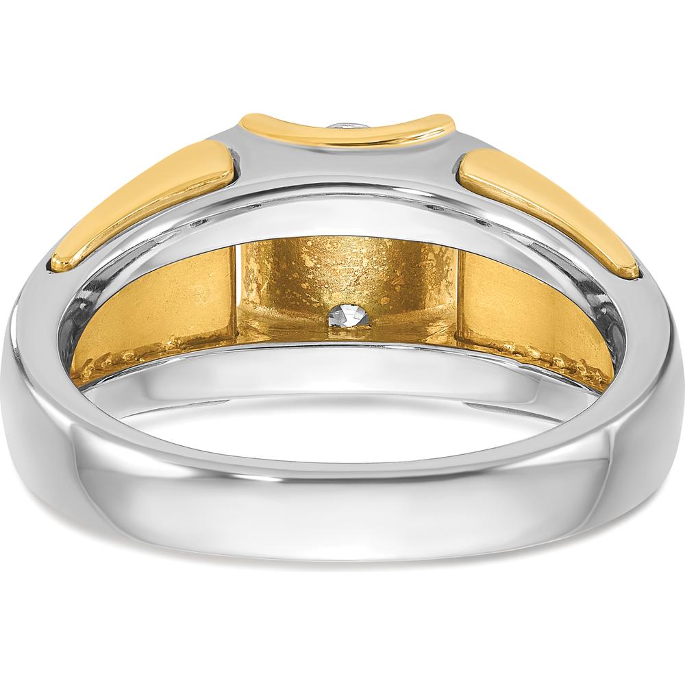 14K Two-Tone Men's Diamond Band Ring with Round Diamonds - 0.409 Carats Total Diamond Weight by IBGoodman