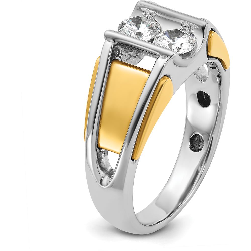 14K Two-Tone Men's Diamond Band Ring with Round Diamonds - 0.409 Carats Total Diamond Weight by IBGoodman