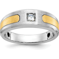 14K Two-Tone Men's Diamond Band Ring with Round Faceted Diamond - 0.2 Carats Total Diamond Weight by IBGoodman