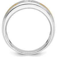 14K Two-Tone Men's Diamond Band Ring with Round Faceted Diamond - 0.2 Carats Total Diamond Weight by IBGoodman