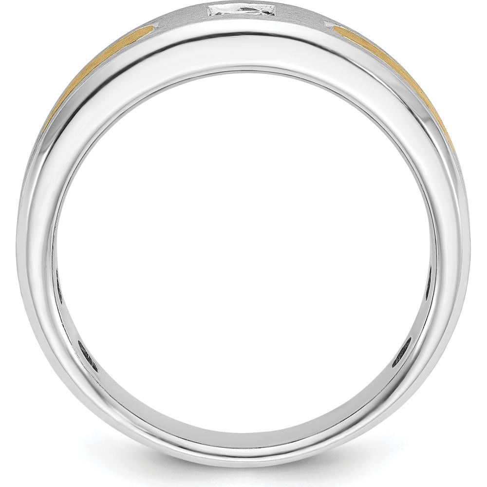 14K Two-Tone Men's Diamond Band Ring with Round Faceted Diamond - 0.2 Carats Total Diamond Weight by IBGoodman