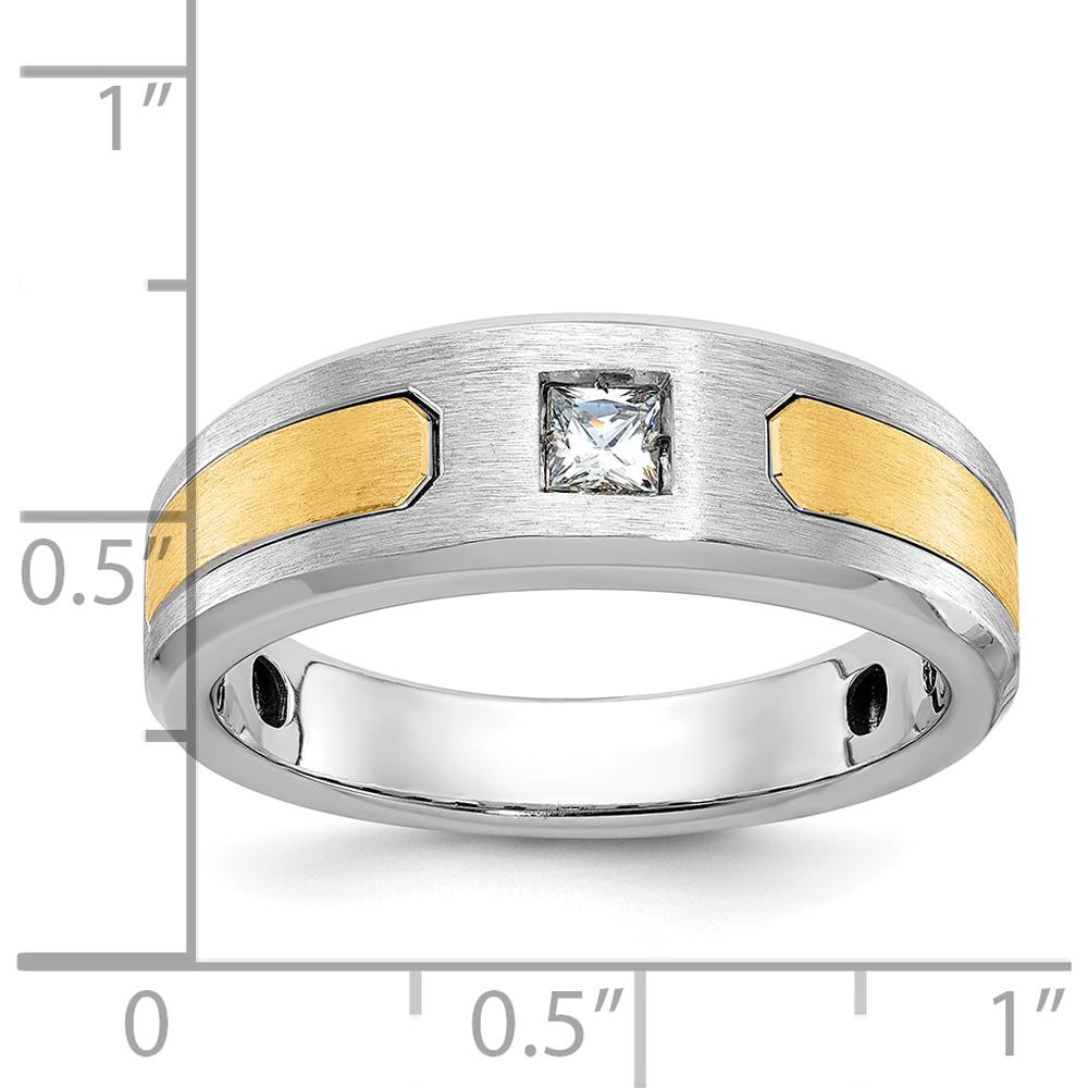 14K Two-Tone Men's Diamond Band Ring with Round Faceted Diamond - 0.2 Carats Total Diamond Weight by IBGoodman