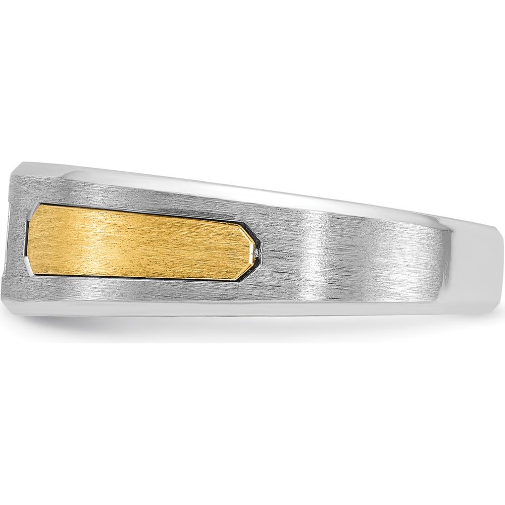 14K Two-Tone Men's Diamond Band Ring with Round Faceted Diamond - 0.2 Carats Total Diamond Weight by IBGoodman