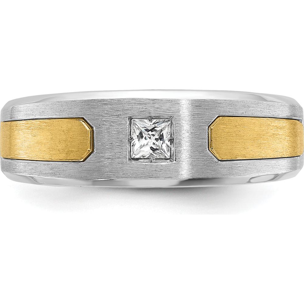 14K Two-Tone Men's Diamond Band Ring with Round Faceted Diamond - 0.2 Carats Total Diamond Weight by IBGoodman