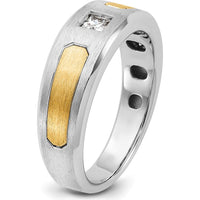 14K Two-Tone Men's Diamond Band Ring with Round Faceted Diamond - 0.2 Carats Total Diamond Weight by IBGoodman