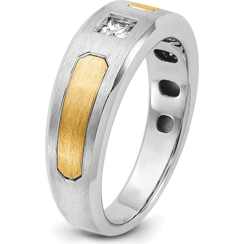 14K Two-Tone Men's Diamond Band Ring with Round Faceted Diamond - 0.2 Carats Total Diamond Weight by IBGoodman