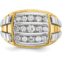 14K Two-Tone Men's Diamond Cluster Band Ring - 1.25 Carats Total Diamond Weight by IBGoodman