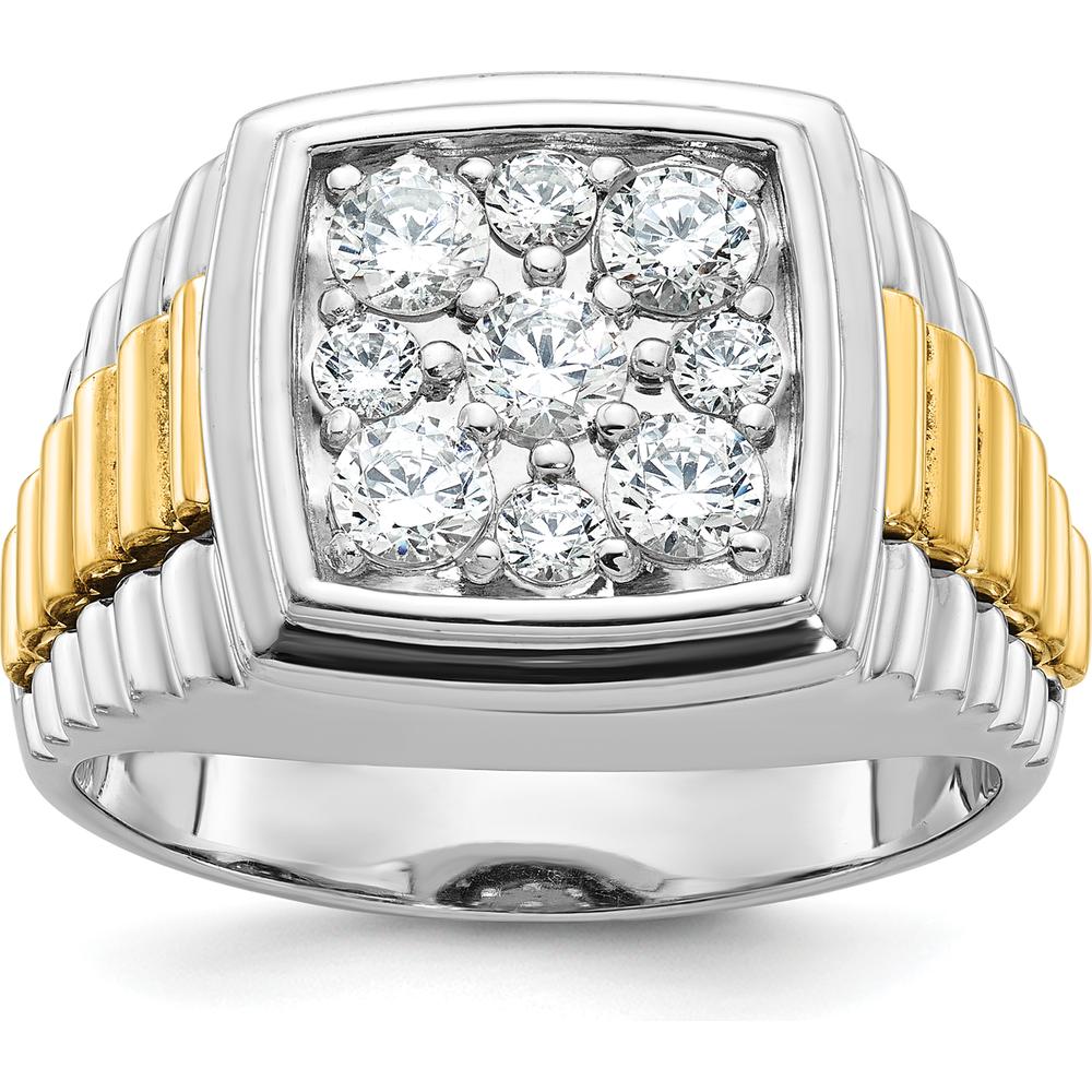14K Two-Tone Men's Diamond Cluster Ring with 1.0 Carat Total Weight of Round Faceted Diamonds by IBGoodman