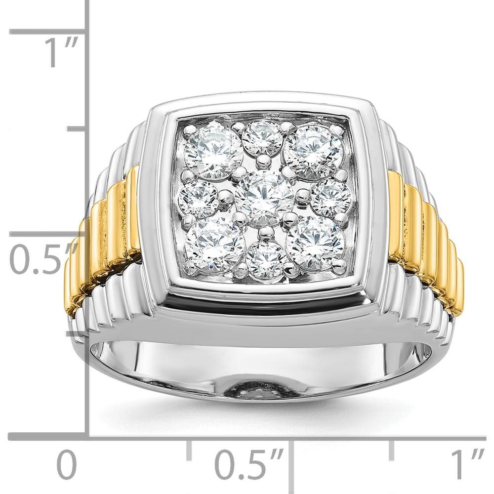 14K Two-Tone Men's Diamond Cluster Ring with 1.0 Carat Total Weight of Round Faceted Diamonds by IBGoodman