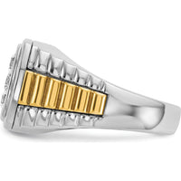 14K Two-Tone Men's Diamond Cluster Ring with 1.0 Carat Total Weight of Round Faceted Diamonds by IBGoodman