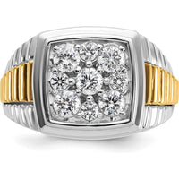 14K Two-Tone Men's Diamond Cluster Ring with 1.0 Carat Total Weight of Round Faceted Diamonds by IBGoodman