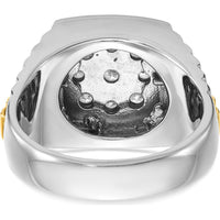14K Two-Tone Men's Diamond Cluster Ring with 1.0 Carat Total Weight of Round Faceted Diamonds by IBGoodman