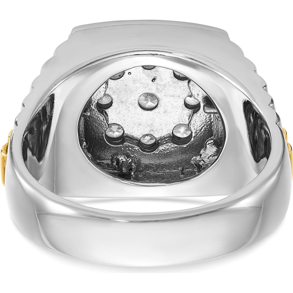 14K Two-Tone Men's Diamond Cluster Ring with 1.0 Carat Total Weight of Round Faceted Diamonds by IBGoodman