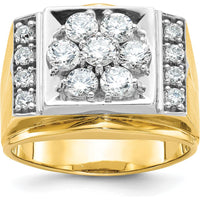 14K Two-Tone Men's Diamond Cluster Ring with 1.5 Carats AA Quality Diamonds by IBGoodman
