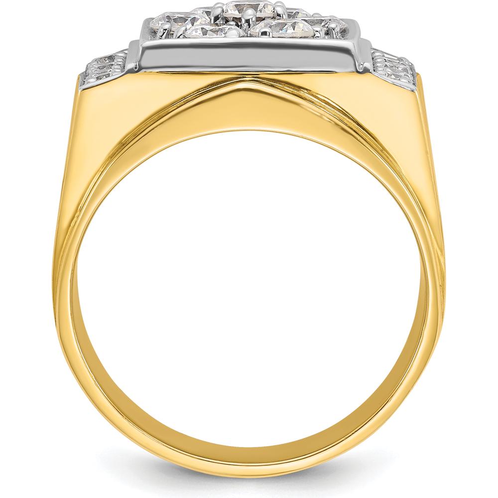 14K Two-Tone Men's Diamond Cluster Ring with 1.5 Carats AA Quality Diamonds by IBGoodman
