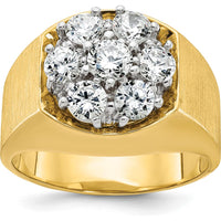 14K Two-Tone Men's Diamond Cluster Ring with 1.57 Carats Total Round Diamonds by IBGoodman
