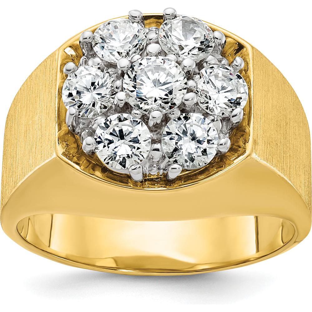 14K Two-Tone Men's Diamond Cluster Ring with 1.57 Carats Total Round Diamonds by IBGoodman