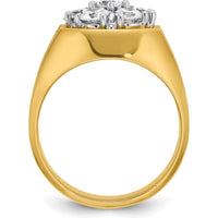 14K Two-Tone Men's Diamond Cluster Ring with 1.57 Carats Total Round Diamonds by IBGoodman