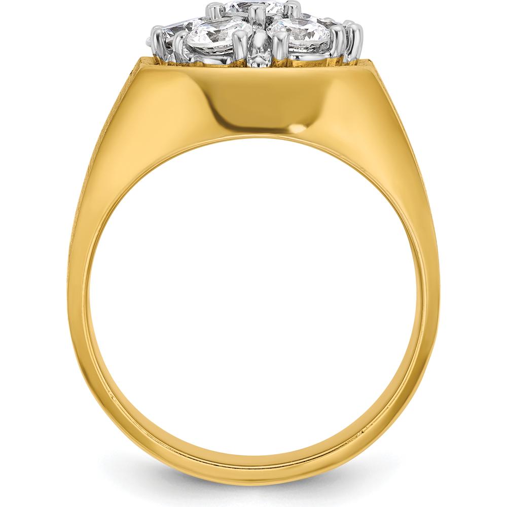 14K Two-Tone Men's Diamond Cluster Ring with 1.57 Carats Total Round Diamonds by IBGoodman