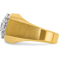 14K Two-Tone Men's Diamond Cluster Ring with 1.57 Carats Total Round Diamonds by IBGoodman