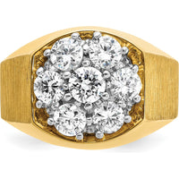 14K Two-Tone Men's Diamond Cluster Ring with 1.57 Carats Total Round Diamonds by IBGoodman