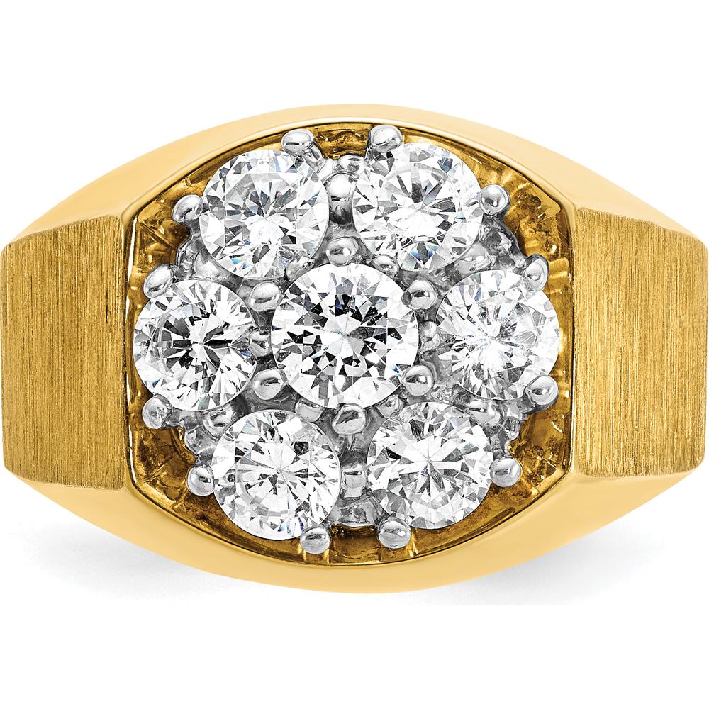 14K Two-Tone Men's Diamond Cluster Ring with 1.57 Carats Total Round Diamonds by IBGoodman