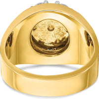 14K Two-Tone Men's Diamond Cluster Ring with 1.57 Carats Total Round Diamonds by IBGoodman