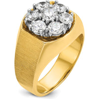 14K Two-Tone Men's Diamond Cluster Ring with 1.57 Carats Total Round Diamonds by IBGoodman