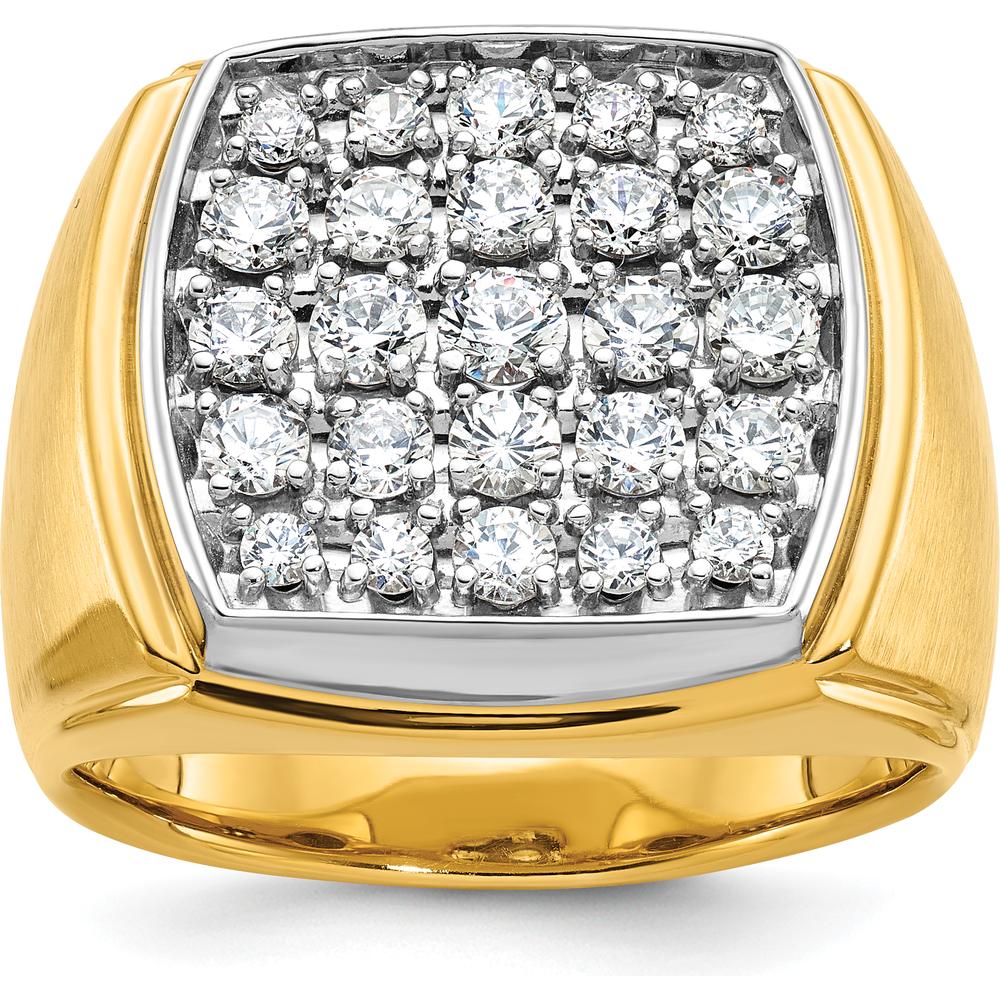 14K Two-Tone Men's Diamond Cluster Ring with 1.625 Carats Total Diamond Weight by IBGoodman