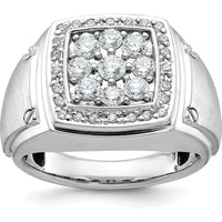 14K Two-Tone Men's Diamond Cluster Ring with 1 Carat Natural Round Diamonds and Satin Finish by IBGoodman