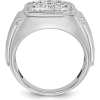 14K Two-Tone Men's Diamond Cluster Ring with 1 Carat Natural Round Diamonds and Satin Finish by IBGoodman