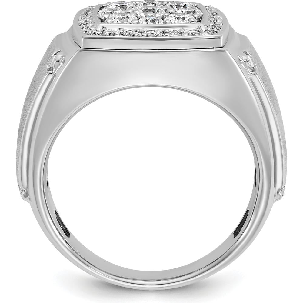 14K Two-Tone Men's Diamond Cluster Ring with 1 Carat Natural Round Diamonds and Satin Finish by IBGoodman