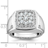14K Two-Tone Men's Diamond Cluster Ring with 1 Carat Natural Round Diamonds and Satin Finish by IBGoodman